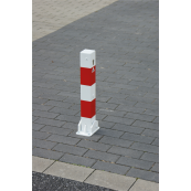 Barrier posts | Steel tube 70 x 70 mm | foldable, with Euro profile cylinder lock | 500 mm above ground | hot-dip galvanized | with 1 eyelet